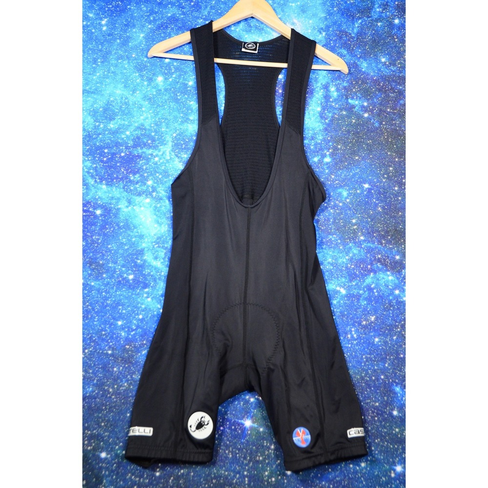 Castelli Cycling Bib Shorts Mens XL Black Padded Made In USA Nylon Spandex